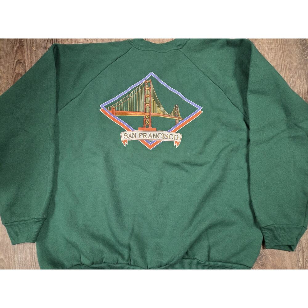 San Francisco Golden Gate Bridge Vintage Hanes Adult Crew Neck Sweatshirt Large